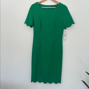 Glamour Green Flutter Sleeve Sheath Dress